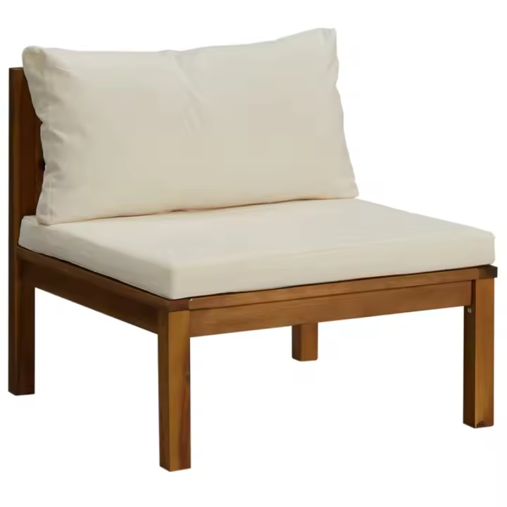 Sofá intermedio Seccional sofá blanco crema Madera de Acacia - 1