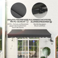 Toldo con manivela de mano Toldo Eléctrico ajustable en Altura Brazzo articulado Toldo Protección solar UV 30 Toldo para Balcón incluido soporte de comparación Toldo 300 cm de ancho para Terraza Balcón gris obscure - details 2