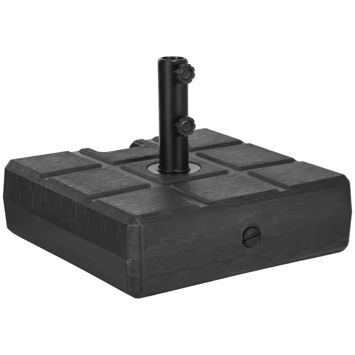 Outsunny Base de Sombrilla Rectangular Soporte para Parasol Rellenable de Agua 30 kg y Arena 40 kg para Poste de Paraguas de Ø32/38/48 mm para Terraza Patio Jardín 49x49x36,5 cm Negro - 1