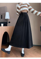 Falda Larga De Corduroy Elegante Para Invierno A-Line Con Cintura Empirica Y Cinturón Amplio Estilo Coreano Moda Feminina - details 19