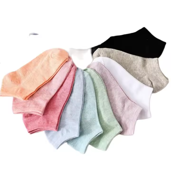 10 Pares De Calcetines Cortos De Algodón En Colores Caramelos Para Mujer Calcetines Deportivos Transpirables De Malla Para Verano Calcetines Casuales De Color Sólido - 1