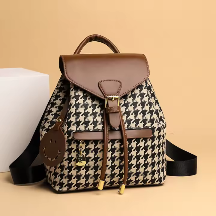 Houndstooth backpack for women large capacity travel bag for girls large capacity travel bag for girls travel bag for girls - 1