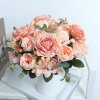 Bouquet De Flores Artificiales Rosa Silken Vintage Con Hydrangea Y Peony Decoración De Boda Para Novia Accesorios Para El Hogar - details 4