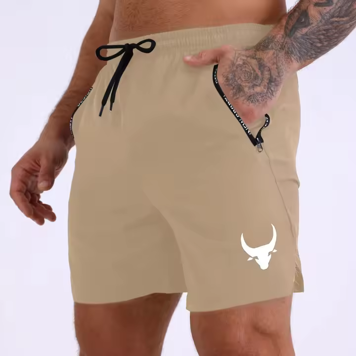 Shorts Deportivos Para Hombre Con Impresión De Cabeza De Vaca Para Entrenamiento Running Shorts De Entrenamiento - 1