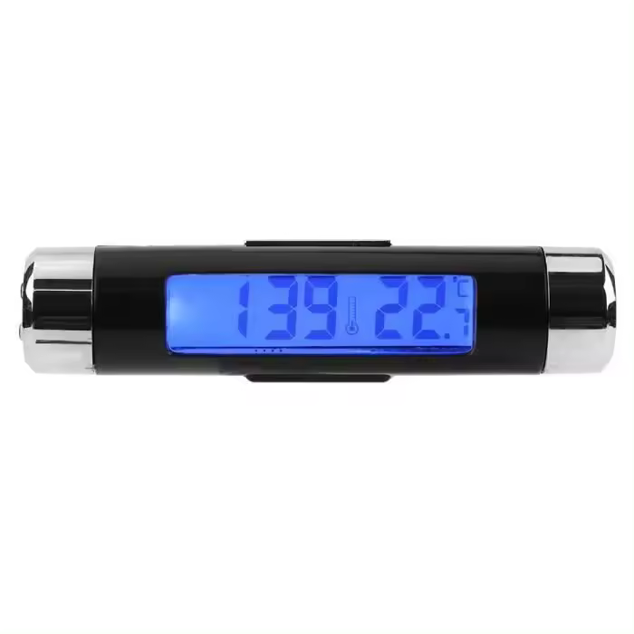 Termómetro de Reloj for Coche, termómetro de Reloj electrónico con retroiluminación LED y Pantalla Digital - 1