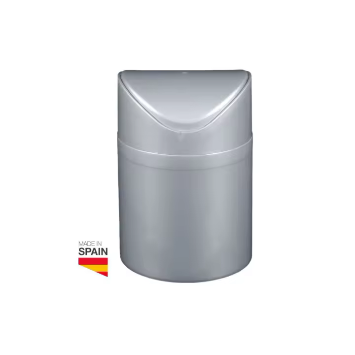PAPELERA DE SOBREMESA GSC EVOLUTION – CAPACIDAD DE 1,5 LITROS – COLOR PLATA DE PLASTICO – IDEAL PARA BAÑOS - 1