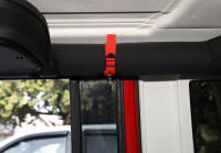 Gancho De Chaqueta Multifuncional Para Jeep Wrangler TJ JK JL JT 1997-2024 Accesorios De Interior Para Barra De Rollo Color Negro/Rojo ABS+Tela De Oxford 2 Piezas - details 8