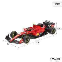 Burago - Set de 4 coches Ferrari F1-75 y SF-23 escala 1:43, réplicas de los vehículos de Charles Leclerc y Carlos Sainz, temporadas 2022 y 2023, diseño detallado y realista, acabados de alta calidad, licencia oficial y presentación en caja expositora - details 3
