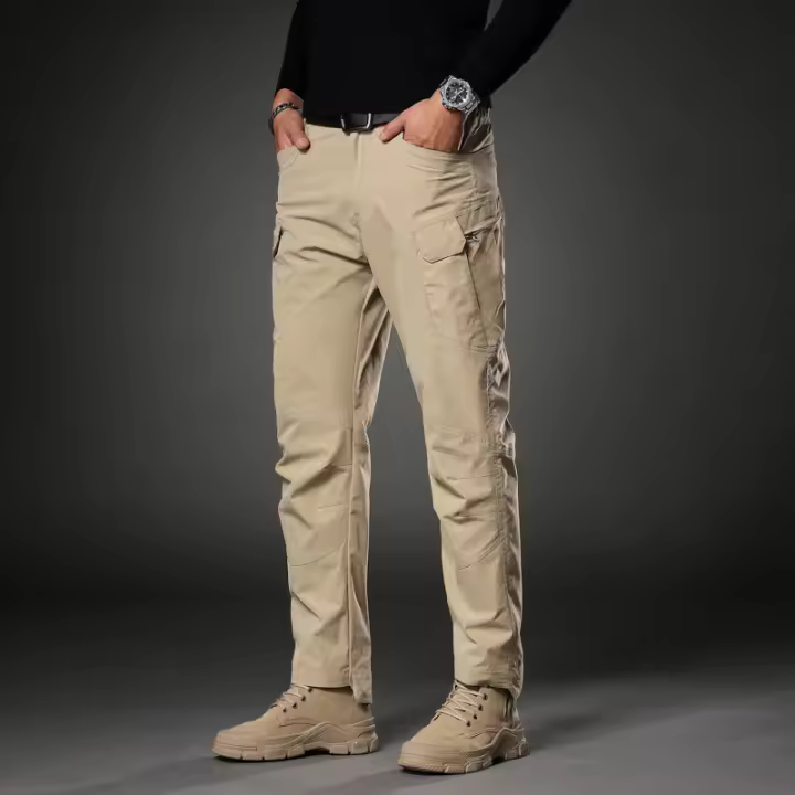 Pantalones Tácticos Caqui Para Hombre Con 4 Bolsillos Y Cintura Elástica Pantalones De Trabajo Militares Para Acampar Y Senderismo - 1