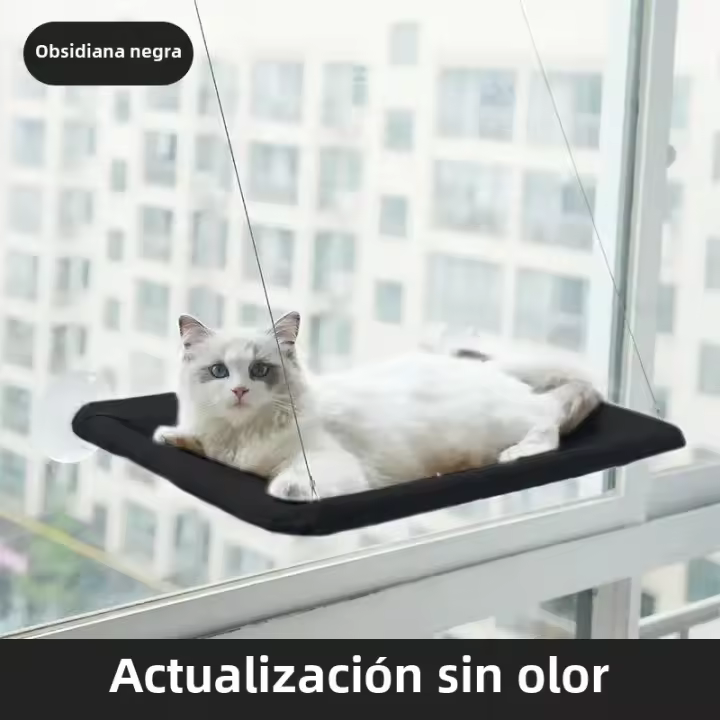 Percha Para Gatos Plegable Con Hamaca Y 4 Ventosas Fuertes Para Ventana Almohadilla De Pared Para Gatos Material De Poliuretano - 1