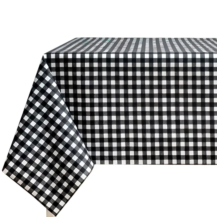 Mantel de tela Antimanchas Vicky para mesa rectangular - Fácil de limpiar, lavable e impermeable - Ideal para hogar interior y exterior- Color Negro - 1