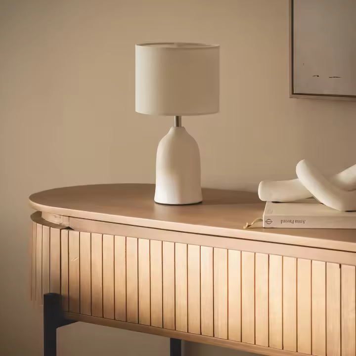 Ledkia Lámpara de Mesa Cerámica y Tela Barva Blanco - 1