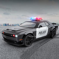 Modelo De Coche De Policía Challenger SRT Hellcat 1:22 Escala Para Niños Con Ojos Demon Y Puertas Abiertas Función Luz Y Sonido Vehículo Juguetes De Metal Para Boys - details 0