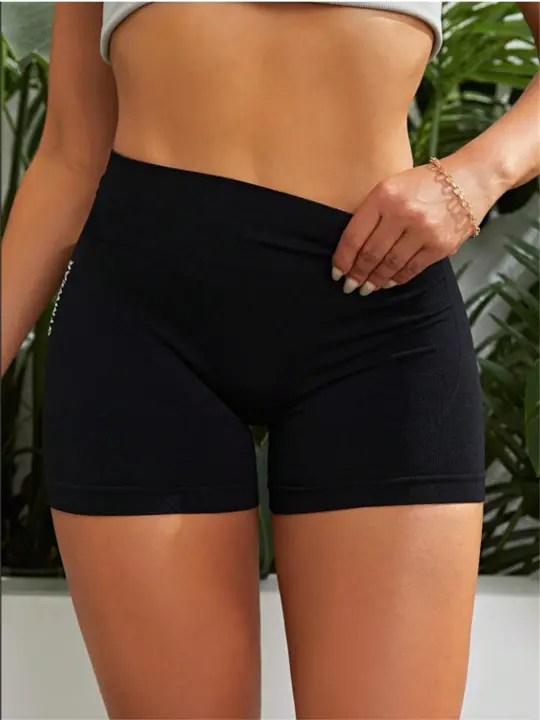 Shorts De Yoga Para Mujer De Color Sólido Y Elasticidad Alta Sin Costuras Transpirables Y Cómodas Para Correr En Primavera - 1