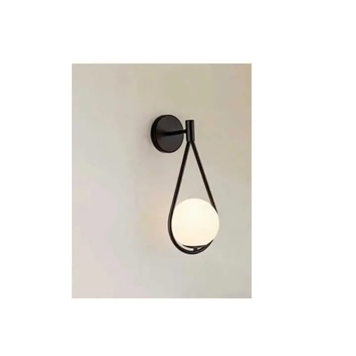 LED Bola Redonda Luz de la pared interior Negro Luz de la pared ajustable Vidrio metal Modern Dormitory lámpara para Dormitory Gota de Agua dormitorio lámpara E27 - 1
