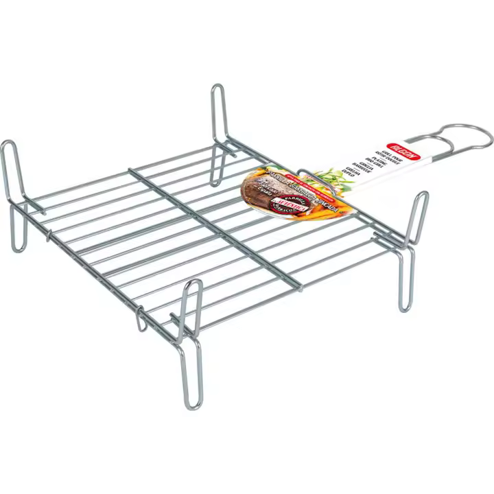 Algon - Parrilla Barbacoa Doble Zincada 30x30cm - Resistente y Duradera - Fácil de Limpiar - Versátil para Exteriores - Portátil - 1