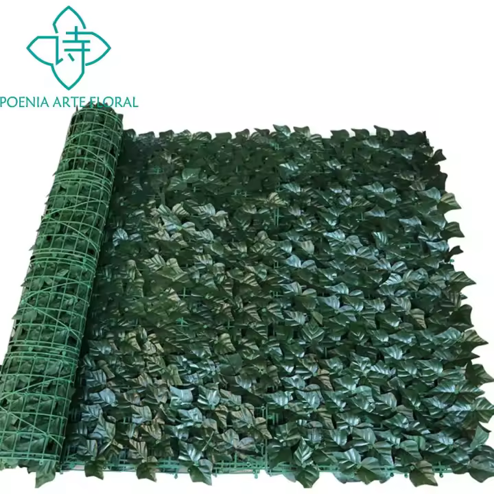 Poenia Arte Floral - Seto Artificial de 3 Variedades de Hojas 1x3m - REF 630850 - Decoración Natural - 1