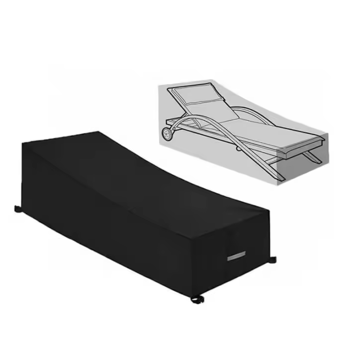 Promoción Funda protectora, impermeable, resistente al viento, anti-UV, funda protectora de tela Oxford 210D para tumbona, tumbona (210x75x40/80cm) - Negro - 1