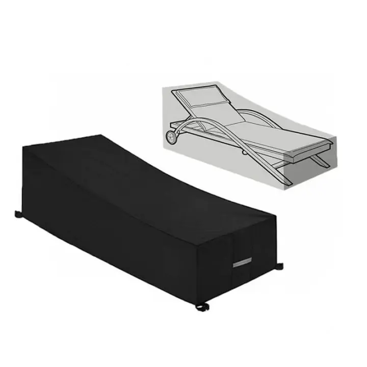 Promoción Funda protectora, impermeable, resistente al viento, anti-UV, funda protectora de tela Oxford 210D para tumbona, tumbona (210x75x40/80cm) - Negro - 1