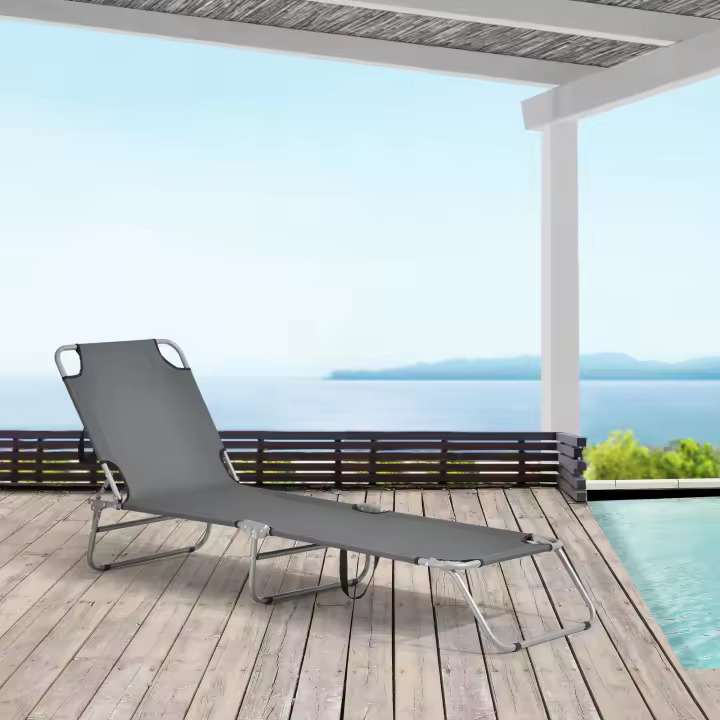 Tumbona Plegable Carcao 186 x 55 x 24 cm hasta 110 kg Gris oscuro [casa.pro]® - 1
