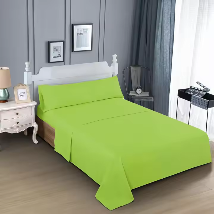 TODOBIEN STORE - Juego de Sábanas para Cama 3 Piezas - 1 Sábanas Bajera Ajustable Cama 90,105,135,150,180 con Encimera y Funda de Almohada (Verde Lima) - 1