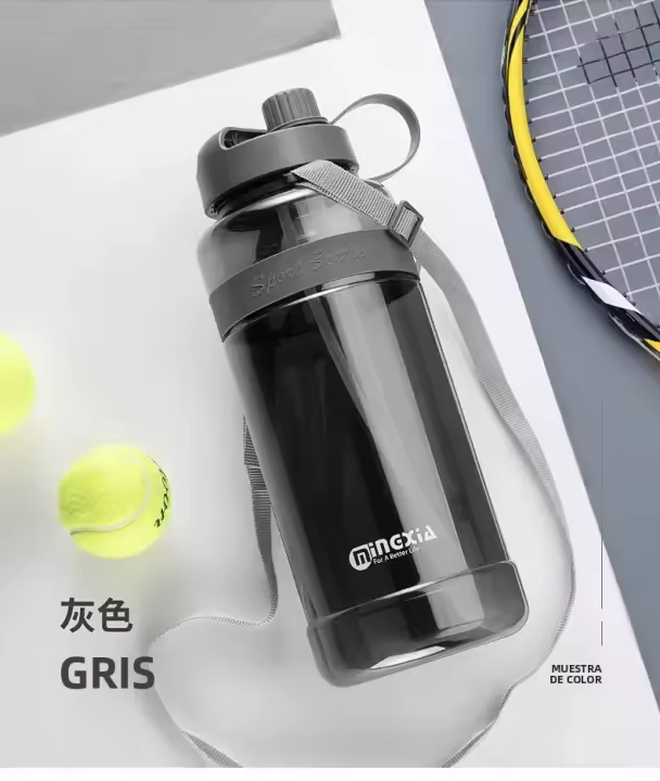 Botella De Agua Deportiva Grande Con Doble Pajita 1L 2L 3L BPA Free Reutilizable Para Exteriores Con Correas Para Adultos - 1