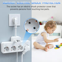 Enchufe Multicontacto EU Con 4 Salidas AC Y 3 USB Tipo C Protector Antisalpicaduras Multi Enchufe Para Oficina Hogar Viaje Color Blanco Negro - details 3