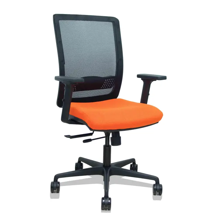 Silla Haches traslack malla negra asiento bali naranja brazos 2D ruedas 65mm - 1