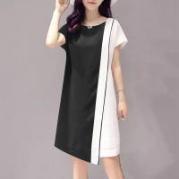 Vestido Mini De Color Bloque ZANZEA Para Mujer Estilo Casual Asimétrico Sólido Moda Verano Manga Corta Vintage Con Costuras Ropa De Sol - details 1