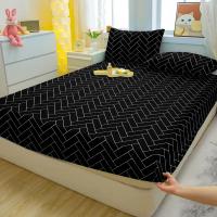 Sábana Ajustable Moderna Y Sencilla Con Patrón Geométrico Y Acabado Mate Para Dormitorio Sin Incluir Fundas De Almohada Material 100% Poliéster - details 1