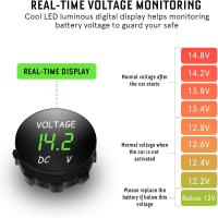 Voltímetro LED digital de 24 V DC 12 V para automóviles, motortetas, trucies y embarcaciones (luz verde) - details 2