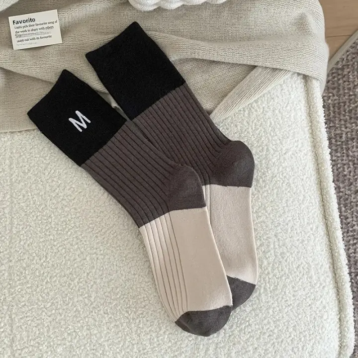 Calcetines De Mujer Otoño Invierno Moda Mezclada Casual De Alta Calidad Bordados Estilo Militar Respirables Talla Única - 1