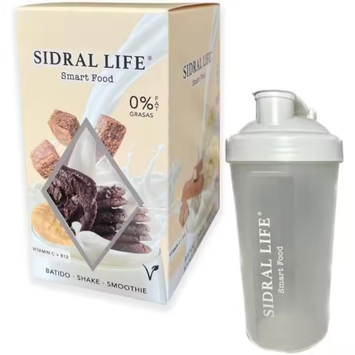 SIDRAL LIFE - MIX Dulce + Shaker 600 ML - Bebidas de sabores dulces y 4 variedades café - Bebidas Instantáneas en Polvo para leche - Sin Azúcar y con Vitamina C y B12 - 16 Sobres - 1