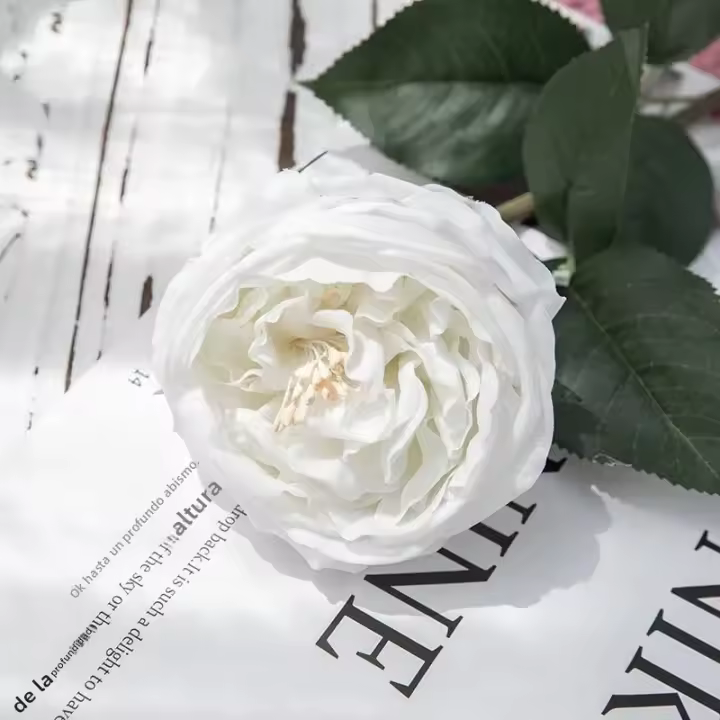 Rosa Artificial De Látex Realista Para Boda Y Decoración Del Hogar Tamaño 17.7 Pulgadas Color Blanco Peonía Falsa Para Decoración De Mesa Y Jardín - 1