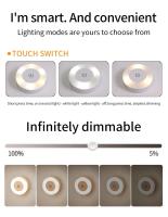 Lámpara De Pared Inalámbrica LED Redonda Con Sensor Táctil Y Función Dimmer Recargable USB Para Decoración De Dormitorio Pasillo Armario - details 9
