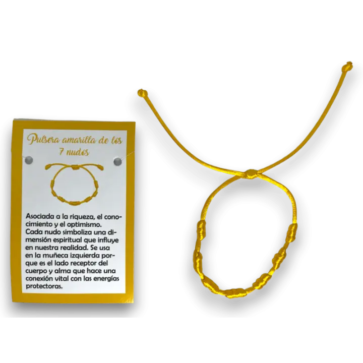 Pulsera 7 Nudos Cuerda Amarilla - HOSTENATURA Prosperidad, Abundancia y Fortuna - 1