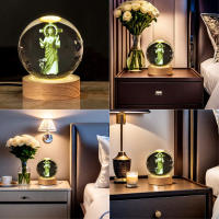 Lámpara De Decoración Con Base De Madera Y Globito De Vidrio Religioso De Jesús Luz Nocturna Diametro 2.36" O 3.15" Regalo De Cumpleaños Para El Hogar Y Escritorio - details 1