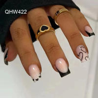 Uñas Postizas Francés Corazón Minimalista 24 PCs Con Gel Jelly Y Archi De Uña Incluido Kit De Uñas Postizas De Plástico - details 0
