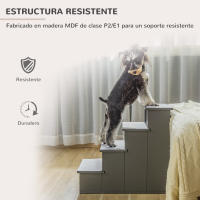 PawHut Escalera para Perros de 4 Peldaños Escalera para Mascotas Escalones para Perros Gatos con Acolchados Desmontables Carga 30 kg para Cama Sofá 40x59x54,2 cm Gris - details 5