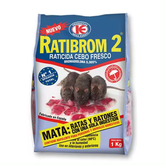 raticida ratibrom cebo fresco 1 kg (paquete 3 unidades * 1 kg = 3 kg) impex europa - 1
