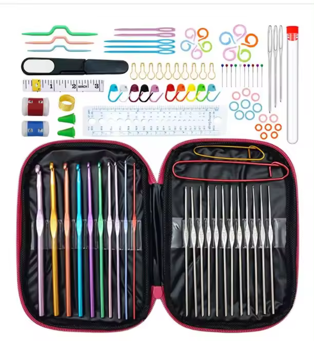 Kit De Crochet KOVEEN Con 100 Piezas Tamaños Variados Aleación De Aluminio Agujas De Tejer Acero Inoxidable Fundas De Cuero Herramientas De Tejer - 1