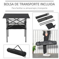 Outsunny Mesa de Camping Plegable Mesa de Picnic con Espacio Almacenaje de Malla y Bolsa de Transporte para Jardín Patio Exterior 70x70x69 cm - details 4