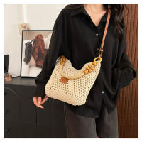 Bolso de paja, bolso tejido, bolso tote de mujer vintage imitación de caña, bolso de hombro y bandolera de diseño minoritario y moderno para mujer - details 13