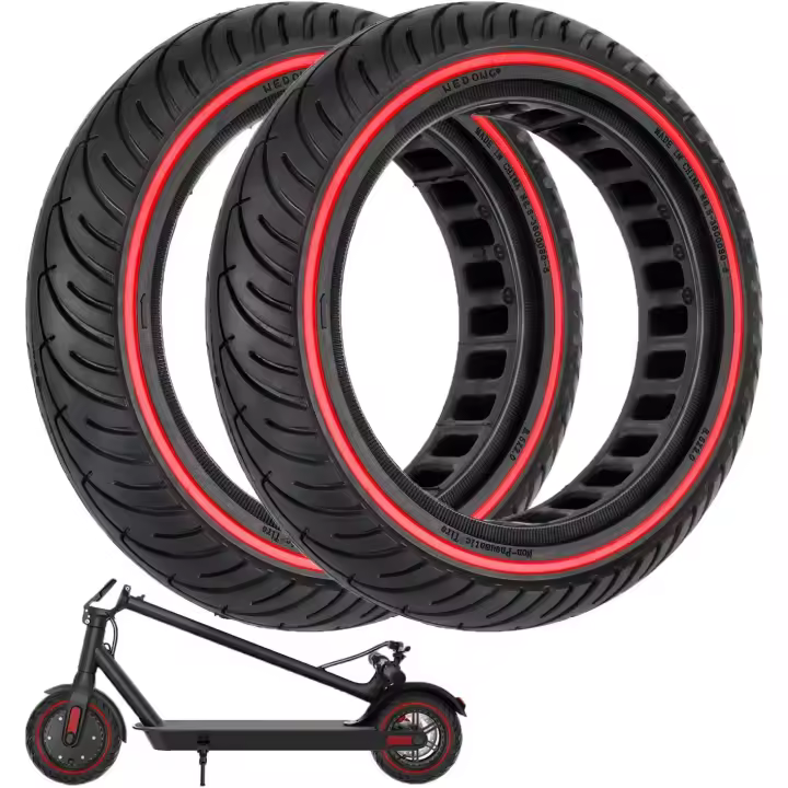 FGNS 2 Piezas Neumático sólido de 8.5 pulgadas para Patinete Electrico Rueda de 8,5 Pulgadas, Rueda de Repuesto Antipinchazo, Neumáticos de Reemplazo delantero/trasero Compatible con Xiaomi M365 y PRO, Ducati, Lexgo, Vivobike, (Rojo) - 1