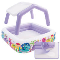 INTEX - Piscina infantil hinchable con toldo desmontable, 157x157x122 cm, capacidad 295 litros, diseño acuático colorido, tapón de desagüe, uso exterior, juego acuático, jardín, verano, niños +2 años, vinilo resistente, incluye parche de reparación - details 2