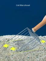Shovel De Arenero Para Gatos Con Mango De Madera Y Gancho Portátil Escobilla De Acero Inoxidable Herramienta De Limpieza Para El Toilete De Gatos - details 4