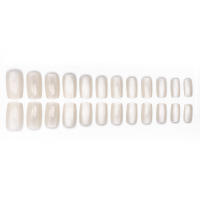 24pcs/set Uñas Postizas Cortas Cuadradas Con Diseño De Ojos De Gato Y Brillo En Colores Rosa Verde Morado Amarillo Y Nude Para Artículos De Belleza Y Uñas - details 30