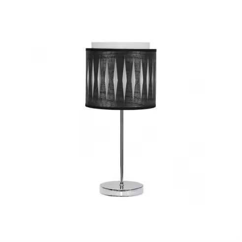 FABRILAMP Lámpara de Mesa Alexandra Cromo/madera Negra 42x17x17 Cm - Diseño Elegante - 1