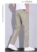 Pantalones Casuales Para Hombre De Seda Helada Verano Alta Elasticidad Suave Cómodo Negocios Rectos De Alta Calidad Talla Mediana Color Caqui - details 6