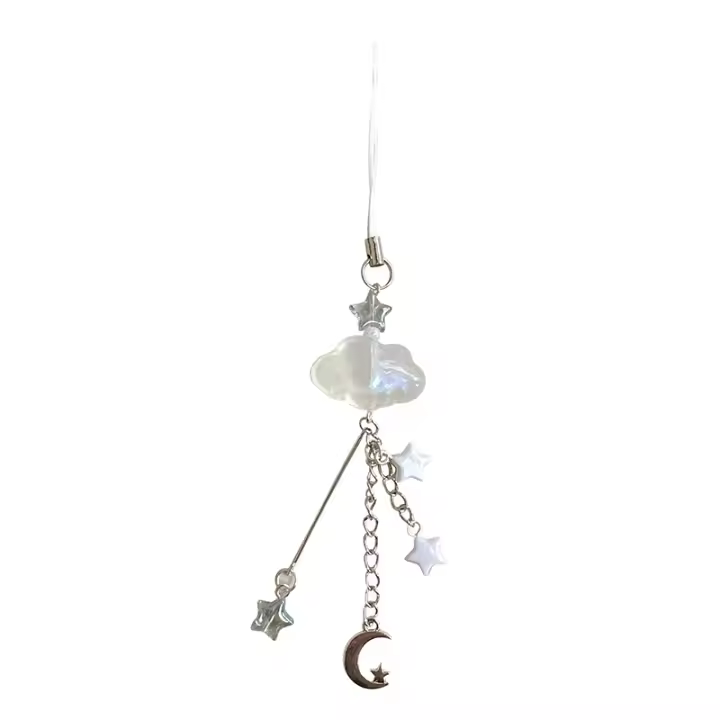 Colgante De Teléfono Simple Nube Transparente Accesorio De Decoración Para Móvil Y Mochila Cadena Antipérdida De Acrílico Regalo Dulce Para Mujer - 1